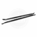 Two black windshield wiper blades on a white background.